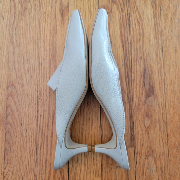 Massimo Matteo Gray Leather Pointed Toe Kitten Heel Mules 8M Professional - Picture 4 of 7